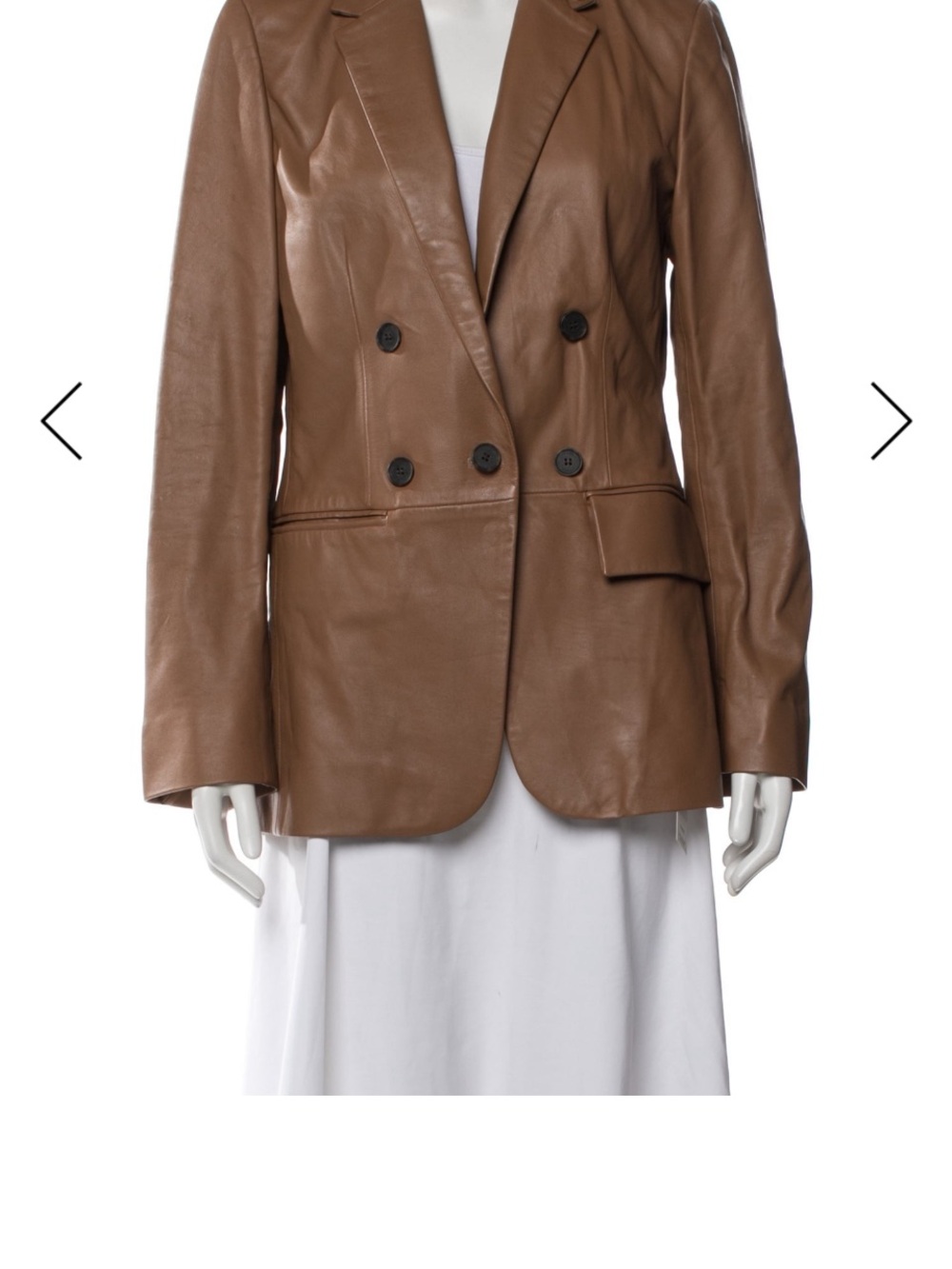 Frame Denim Chestnut Brown Double-Breasted Leather Blazer